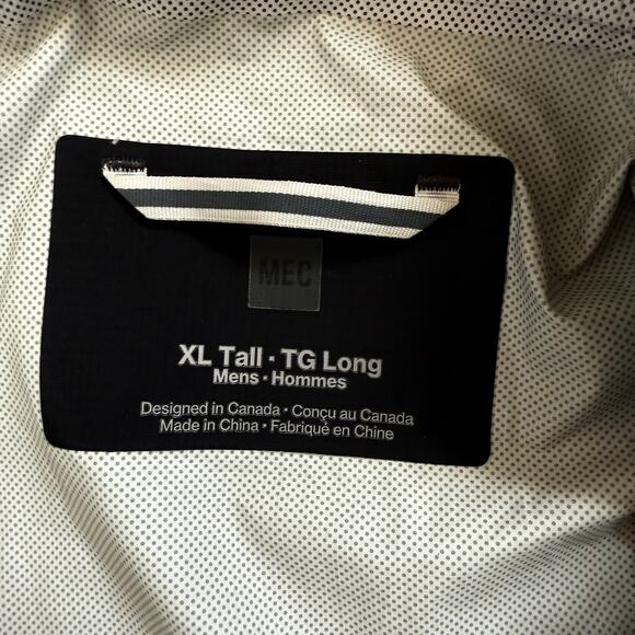 MEC Hooded Rain Jacket Mens XL Tall Black Pertex Shield Full Zip Windbreaker - Picture 6 of 6